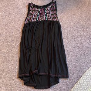 Long black tank top with colorful patterns
